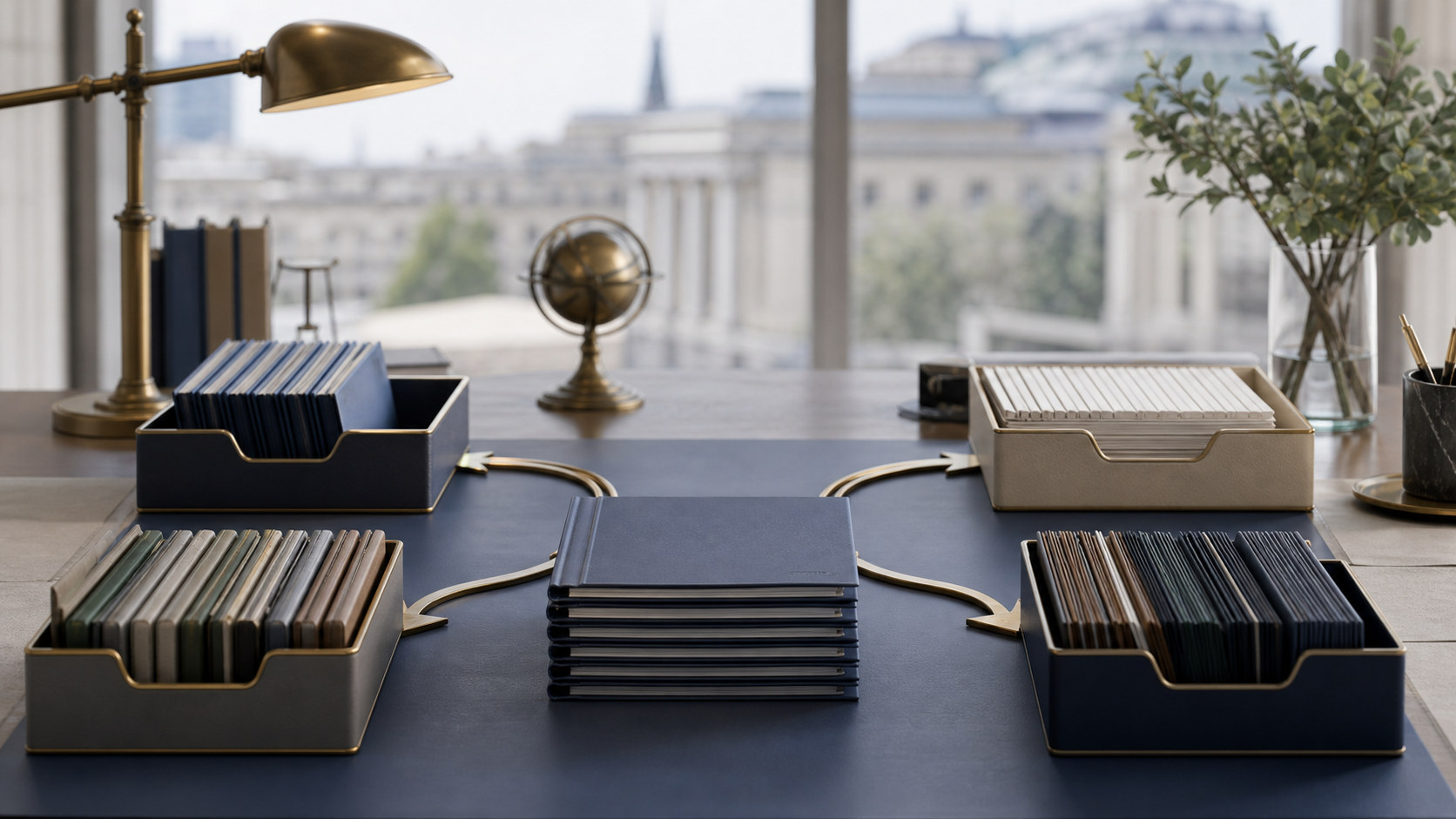 Government bond folders distributed from a central stack to four investor trays