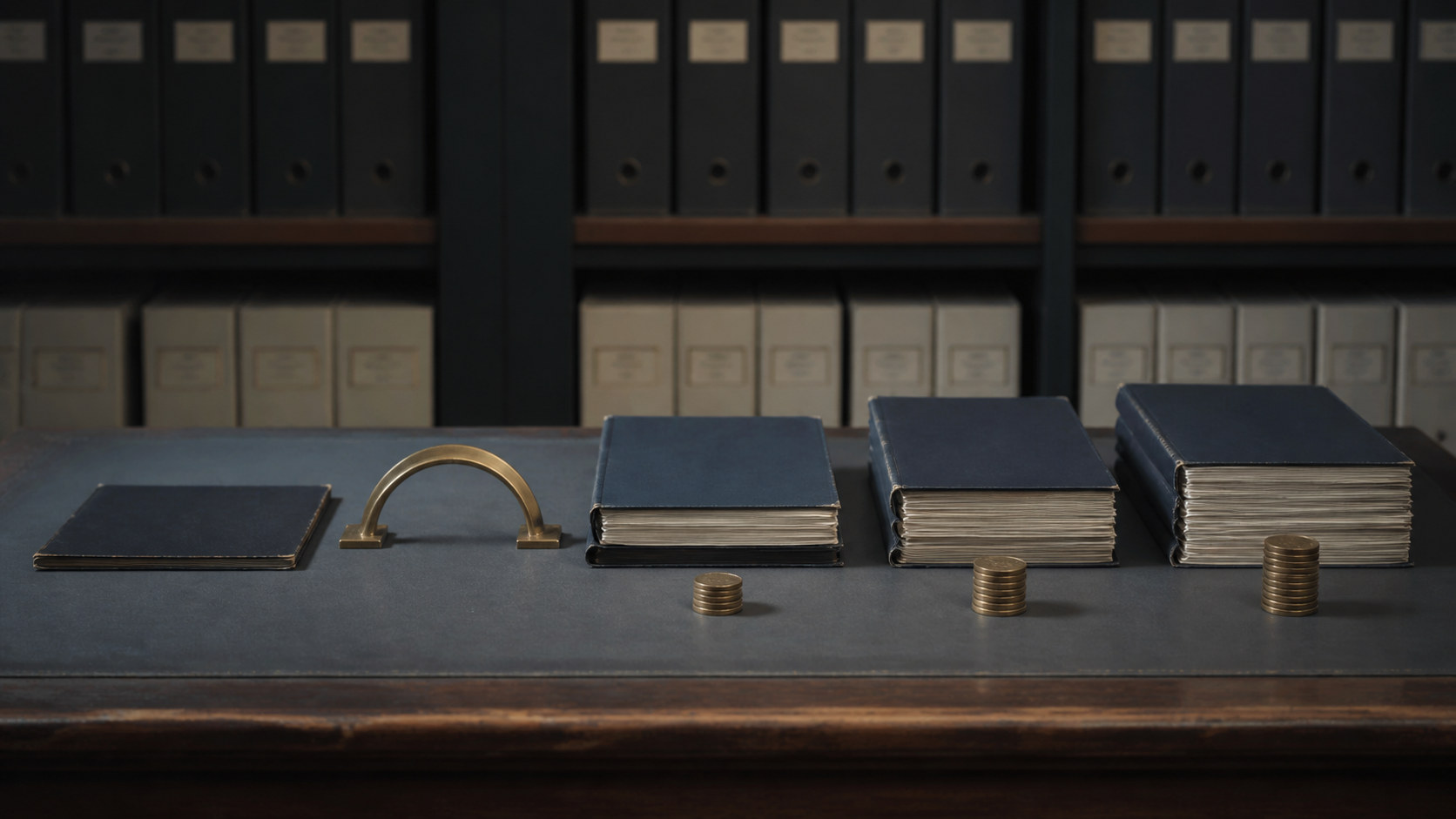 An older bond folder beside thicker replacement folders and rising coin stacks illustrating refinancing costs