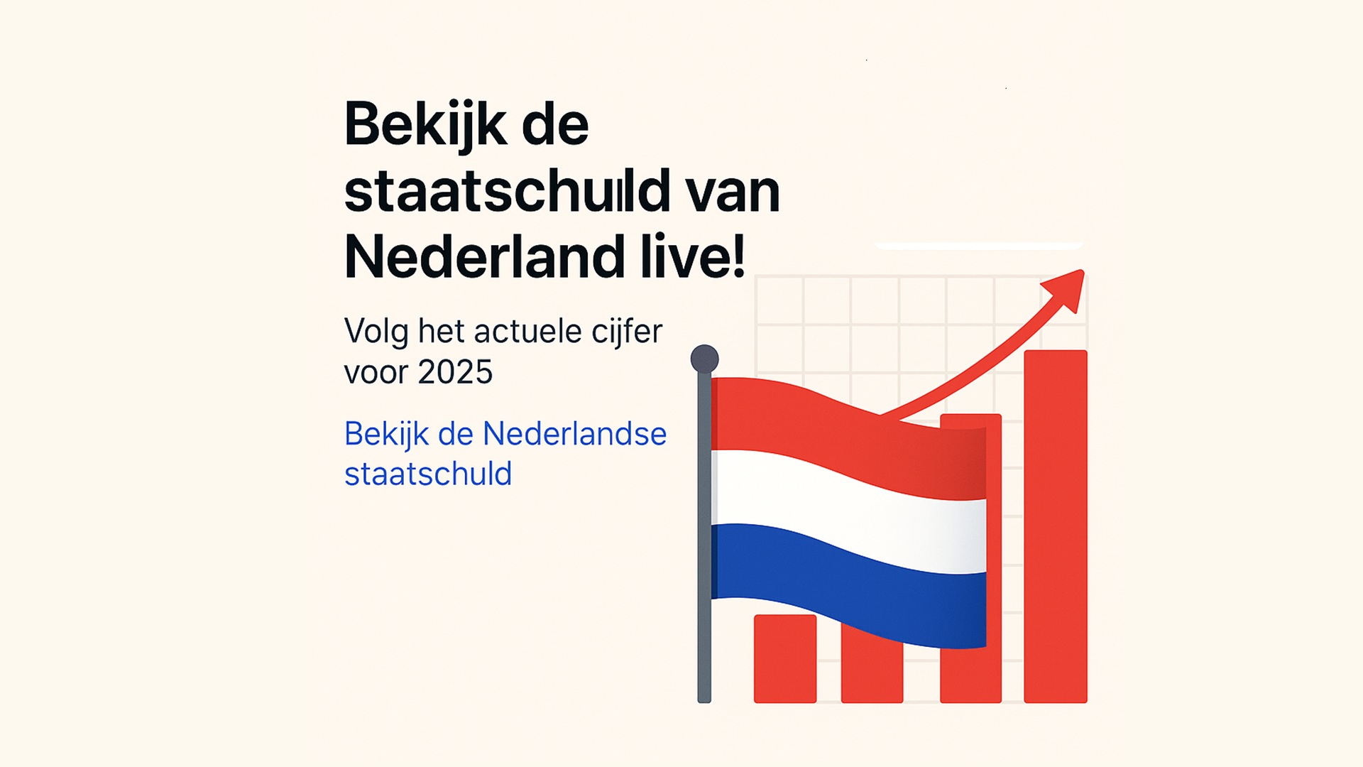 Kaart van Nederland met stijgende cijfers die de overheidsschuld in 2025 tonen