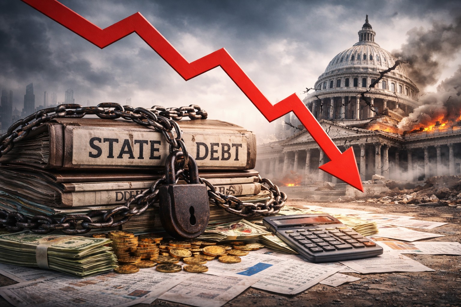 Grafiek van de actuele staatsschuld van Nederland in verloop van tijd